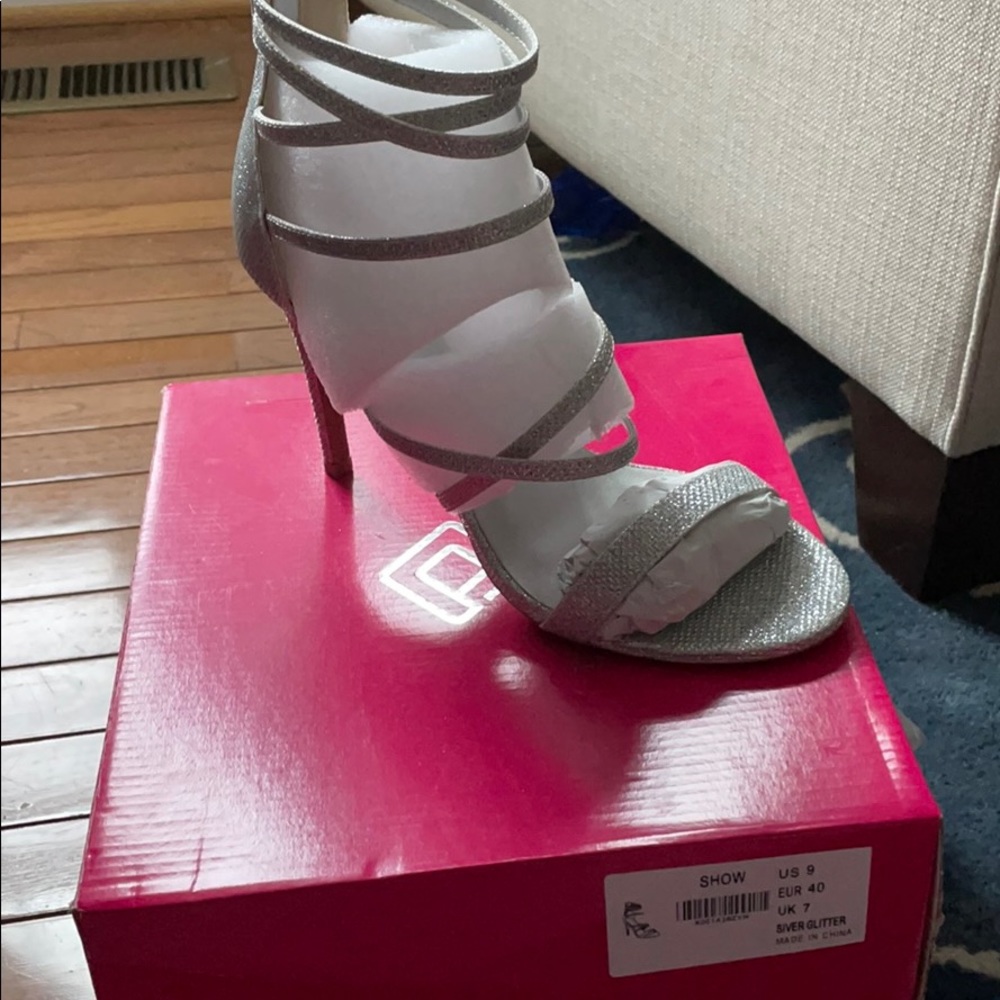 COPY - Silver glitter strappy formal heels